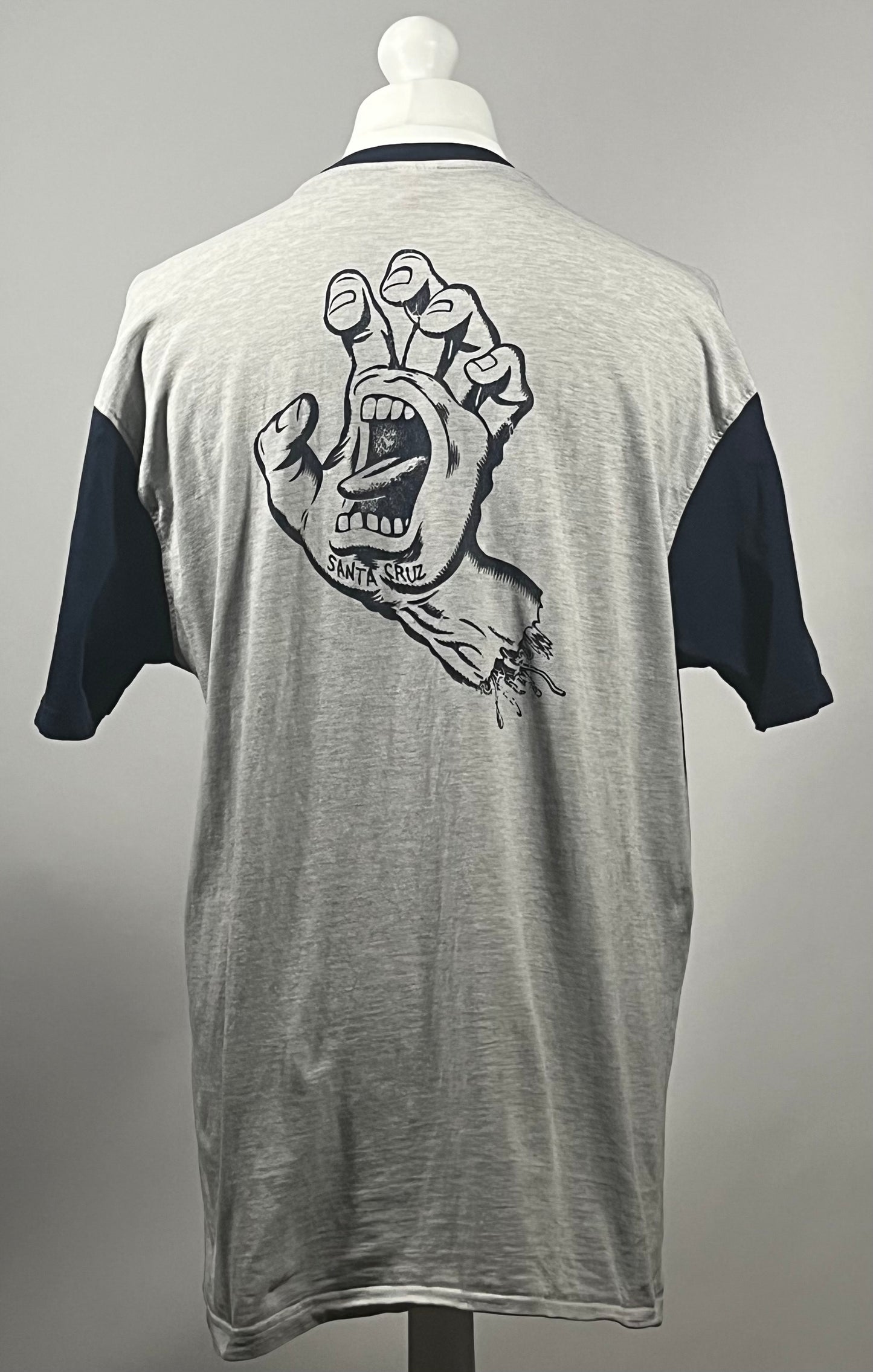 Santa Cruz Screaming Hand Pocket Grey Ringer T-Shirt