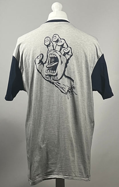Santa Cruz Screaming Hand Pocket Grey Ringer T-Shirt