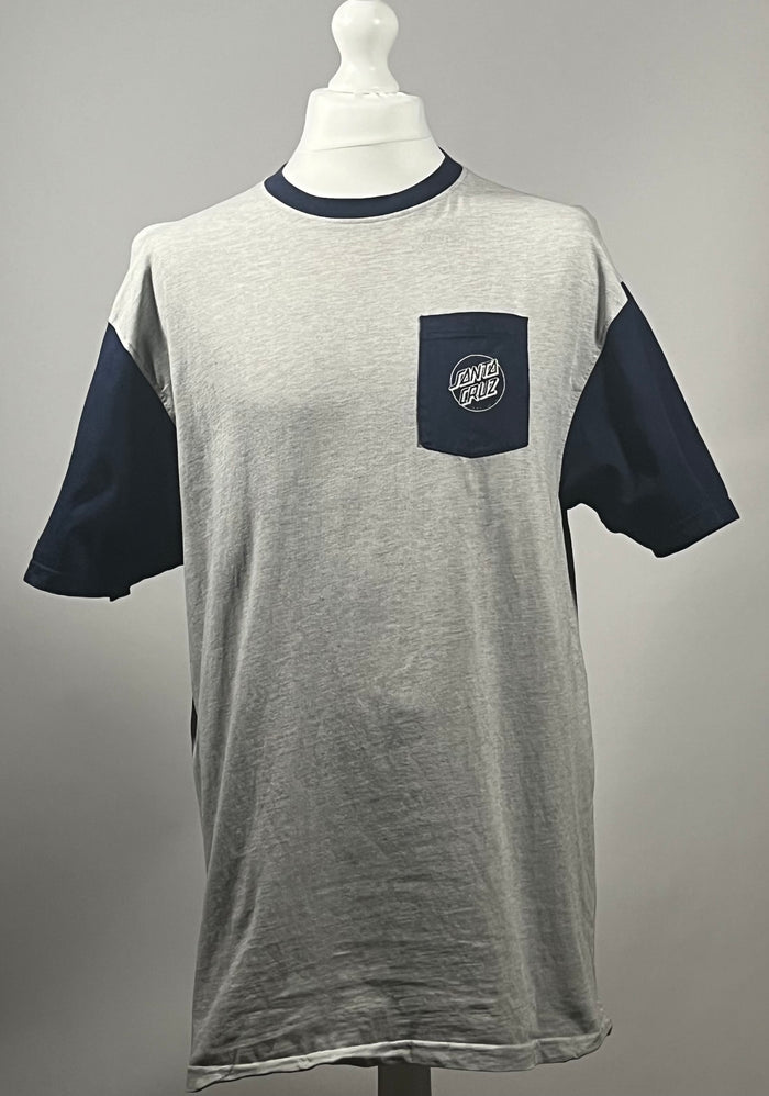 Santa Cruz Screaming Hand Pocket Grey Ringer T-Shirt