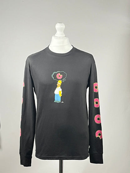 Billabong x The Simpsons Homer Donut Long Sleeve T-Shirt - Black - Size M