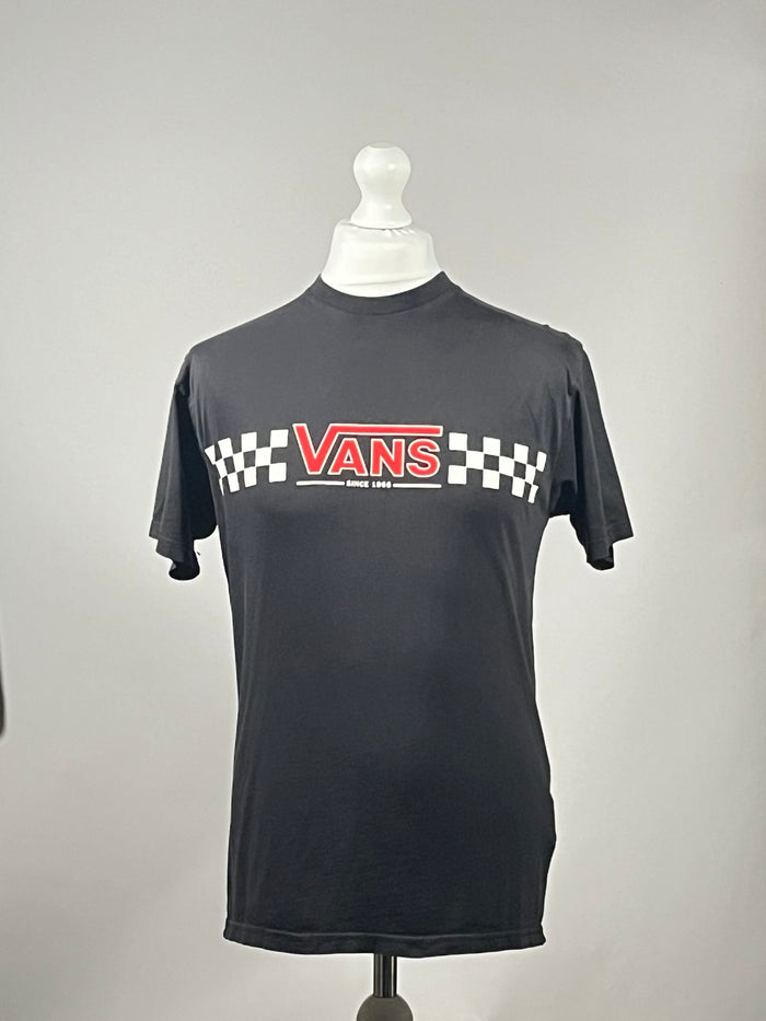 Vans Checkerboard Logo T-Shirt - Black - Size M