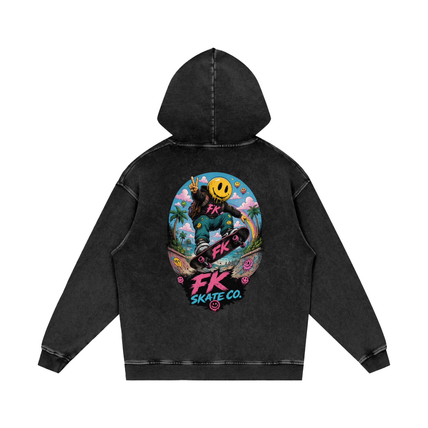Snow Washed Loose Cotton Hoodie
